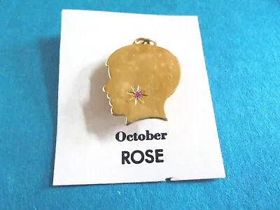 Vintage Mother-Grandmother Birthstone Charm From 1971 Display - October Rose • $5