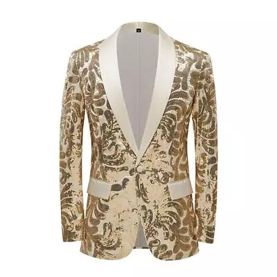 Men's Sequins Dress Jackets Suits Blazers Shawl Lapel Glitter Dance Stage Coats • $69.99