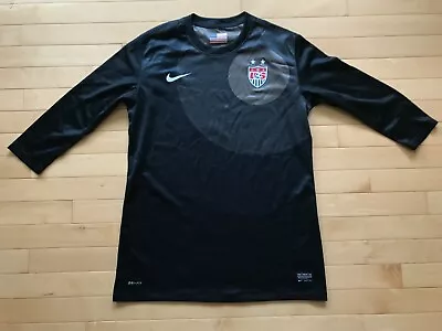 Jersey Nike USA Soccer Womens Sz M VTG Shirt Brown Tan 3/4 Sleeve World Cup US • $39.99