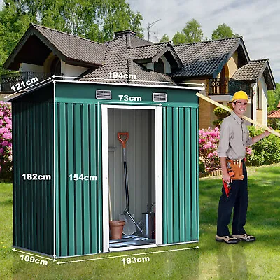 4X6ft Metal Shed Garden Outdoor Tool Storage Container With Base Doors Windows • £185.95