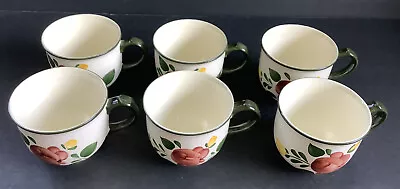 Vintage Villeroy & Boch Germany Bauernblume Tea Cup Pink Floral Green Set Of 6 • $79.95