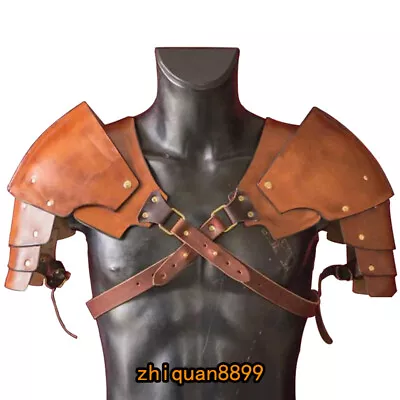 Medieval Steampunk Pauldrons Men Gladiator PU Shoulder Armor Costume Party Props • $26.27