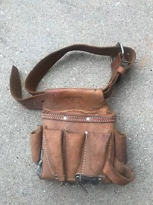 Vintage Craftsman Leather #940487 TOOLBELT HOLDER + KLEIN 5415 Leather 40” Belt • $35