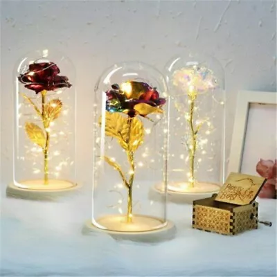 $20.89 • Buy Forever Eternal Rose In Glass Dome Flowers With LED Light Gifts For Women Girls