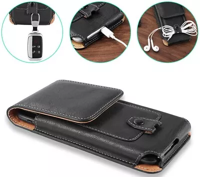 For Optus X Sight 2 X Delight Pro Go Black Leather Belt Clip Holster Card Case • $19.99