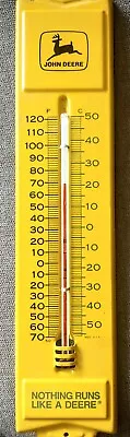 Vintage John Deere Nothing Runs Like A Deere Marked 50 Yellow Thermometer USA • $22.92