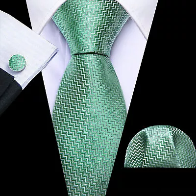 Mens Ties Lot New Silk Blue Green Striped Solid Necktie Classic Tie Hanky • $12.99