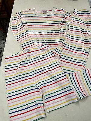 Hanna Andersson Organic Cotton Striped 3 Pc Girls Long Johns Pajamas  160  14 • $21