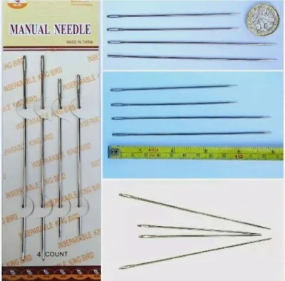 4Pc Jumbo Needle Extra Large Mattress Needles Soft Doll Craft Making Long Sewing • £3.98