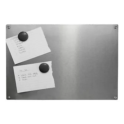 Magnetic Notice Board A3 Steel Memo List Reminder Organiser 4 Magnets M&W • £13.99