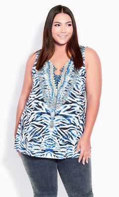 $15 • Buy Ave Leisure By City Chic Womens Plus Size Bella Bling Top - Blue Zebra