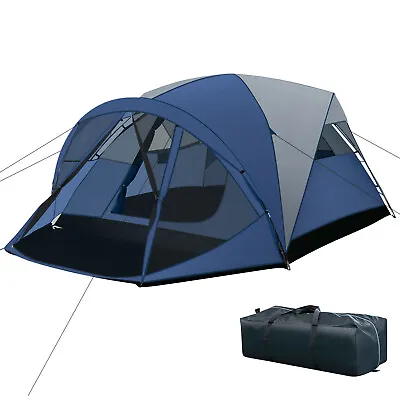 £99.99 • Buy 6-Person Large Family Camping Dome Tent W/ Screen Room Porch & Removable Rainfly