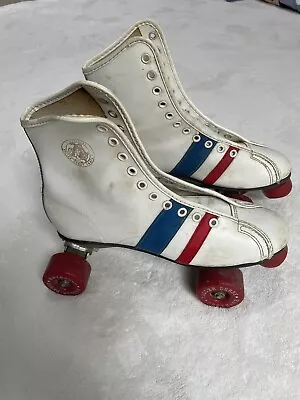 Vintage Official Roller Derby Skates Red White Red Urethane Wheels • $34