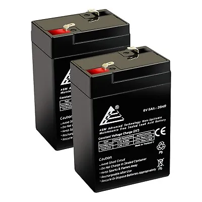 2 X 6V 6 Volt 5Ah Rechargeable Sealed Lead Acid Battery Replaces 4.5Ah 4Ah • $30.98