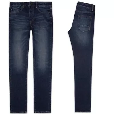 NEW Six Week Residency Indigo Blue Skinny Jeans Size 32 Denim Leather Patch Jean • $57.43