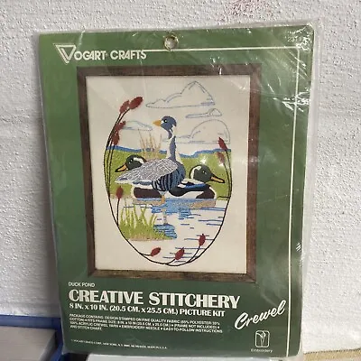 Vogart Crafts Creative Stitchery Crewel Kit DUCK POND Vintage • $9.95