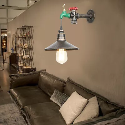 Rustic Industrial Steampunk Water Pipe Wall Light Barn Wall Lamp Sconce Fixture • $28