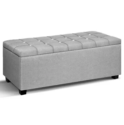 Artiss Storage Ottoman Footstool Blanket Box Foot Stool Bench Toy Bed Seat Grey • $107.87