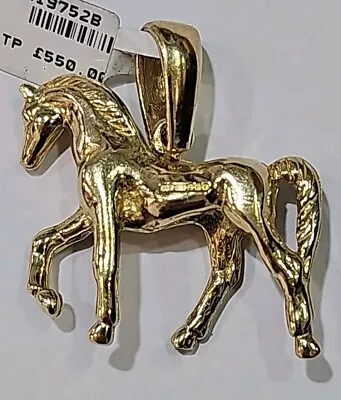 9ct Yellow Gold Horse Pendant 17.9g • £550