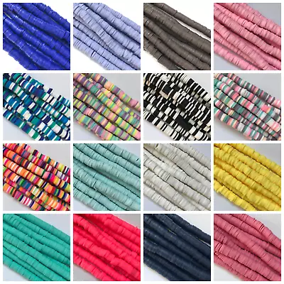 £2.95 • Buy Polymer Clay Beads Flat Round Disc Heishi 6mm X 1mm 290-320 Beads Per Strand 
