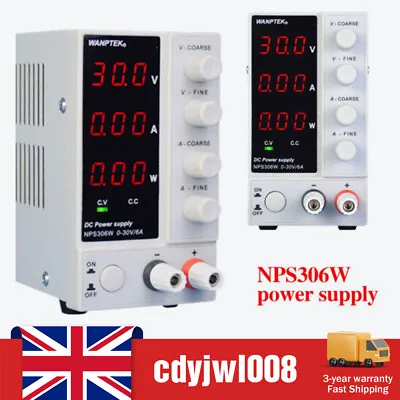 0-30V/6A Variable Lab Bench Power Supply DC Adjustable Switching Regulated Power • £59.30