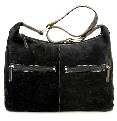 Roomy Ellington Black Soft Genuine Leather Suede Shoulder Bag Handbag Hobo Tote • $47