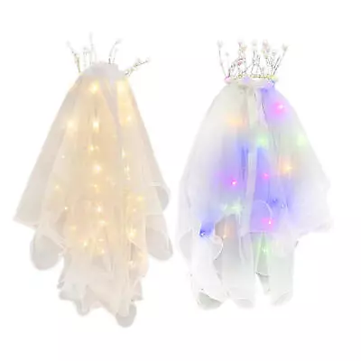 LED Bride Wedding Veil White Light Up Pencil Edge Bridal Veils With Hair Clip • $9.17