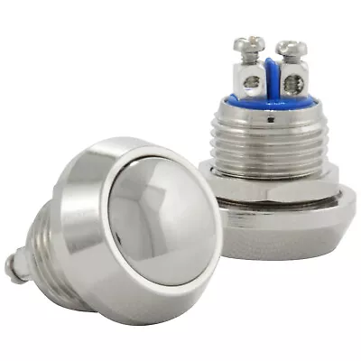 12mm Momentary Push Button Switch Boat Horn Starter Polished Nickel Metal • $3.99