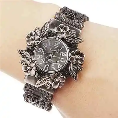 Vintage Ladies Bracelet Watch Pattern 3D Engraved Quartz Watch Fancy Black Gifts • $25.98