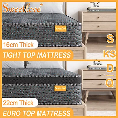 $119 • Buy Queen Double King Single Bed Mattress 16/22cm Foam Medium Firm Bonnell Spring