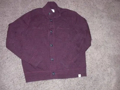 LUCKY BRAND Maroon Thick Cotton Button Front Style Sweater Men's Large • $11.16