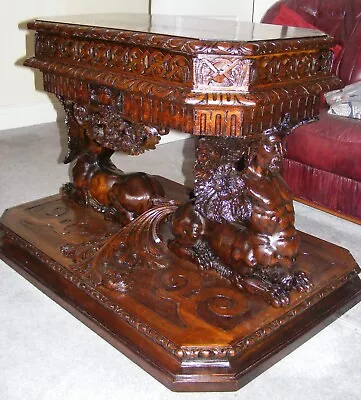 Stunning Table With Human Griffin / Centaur Carved Stands Possibly Masonic C1850 • $2359.46
