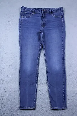 HM &Denim Jeans Womens 14 Blue Mid Rise Curvy Jeggings Medium Wash Stretch 34x27 • $14.22