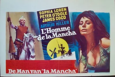 MAN OF LA MANCHA Belgian Movie Poster SOPHIA LOREN PETER O'TOOLE 1972 • $100