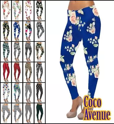 Ladies Printed Sports Leggings Full Length Stretchy Slim Fit Casual Dance Pants • $10.42