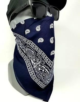 Face Mask Navy Balaclava Washable Motorcycle 100% Cotton Reusable Bandana Scarf • $9.99