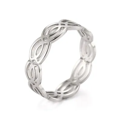 Celtic Infinity Knot Ring Silver Stainless Steel Norse Viking Band Sizes 6-10 • $12.99