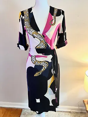 $114.99 • Buy Diane Von Furstenberg Dvf 'eve' Python Print Runway Silk Wrap Dress Size 6 Rare