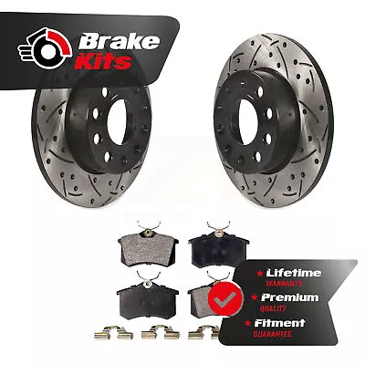 Rear Drilled Slot Disc Brake Rotor Ceramic Pad Kit For 2011-2011 Volkswagen Golf • $84.99