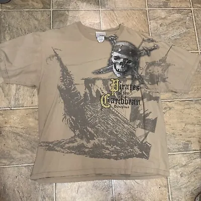 Vintage Disney Pirates Of The Caribbean T Shirt XL Dead Man AOP 90s Rare Tee • $29.55
