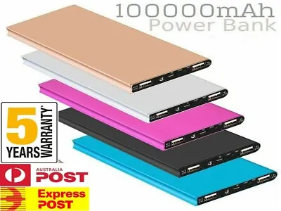 $23.18 • Buy 100000mAh 2 USB Portable Slim LCD Power Bank External Battery Charger For Phone