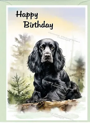 Cocker Spaniel (Black) Dog Birthday Card (4 X 6 ) - Blank Inside - By Starprint • £2.85