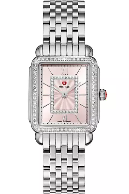 Michele Deco Ii Mid Diamond Blush / Pink Diamond Dial Watch Mww06i000031 • $1150