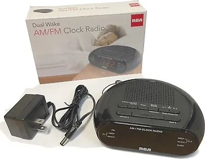 RC205 RCA Dual Wake Alarm Clock Radio AM/FM W/Red LED Display NEW • $21.99