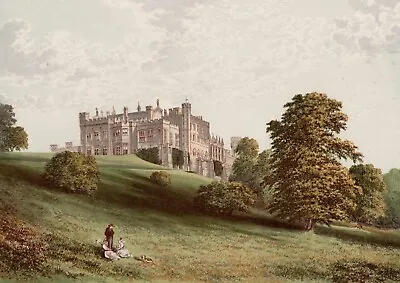 Antique English Castle Chromolithograph 1880 LAMBTON CASTLE Color Print UK • £46.73