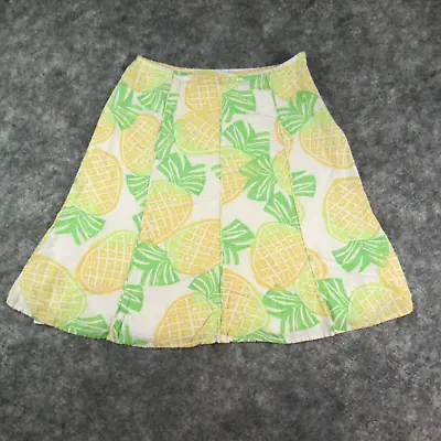 Sigrid Olsen Skirt Womens 12 White Yellow Green Pineapples Side Zip Lined Casual • $11.87