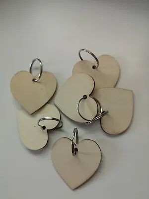 £4.99 • Buy HEART 6pcs Blank Wooden Keyring Keychain Gift Bag Charm Wood Key Ring Chain DIY