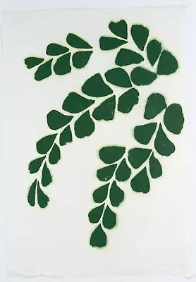 R. KEMBLE (1932-2007) Maiden Hair Fern Leaves 1976 Woodcut Abstract • £153.89