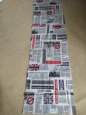 Cotton Craft Panel Featuring UK Newspaper Design And Images Great For Cushions • £3