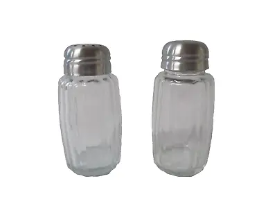 Clear Glass Salt And Pepper Set Shaker Pots Cruet Jars Dispensers Screw Cap Lid • £5.39